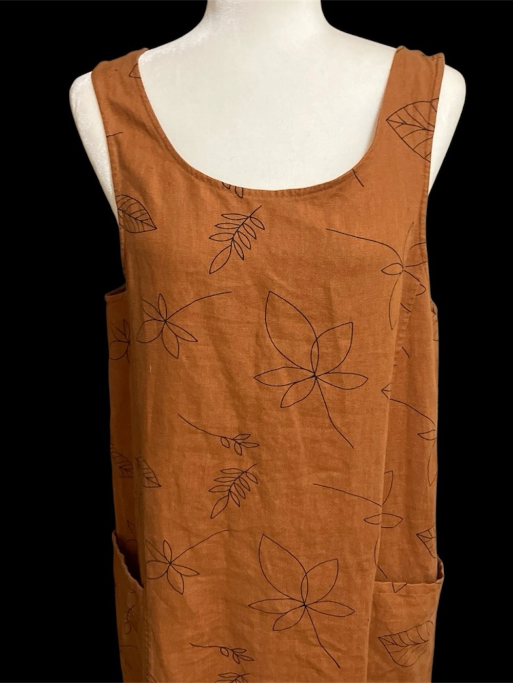 Vintage Rust Women’s Sleeveless Linen Dress